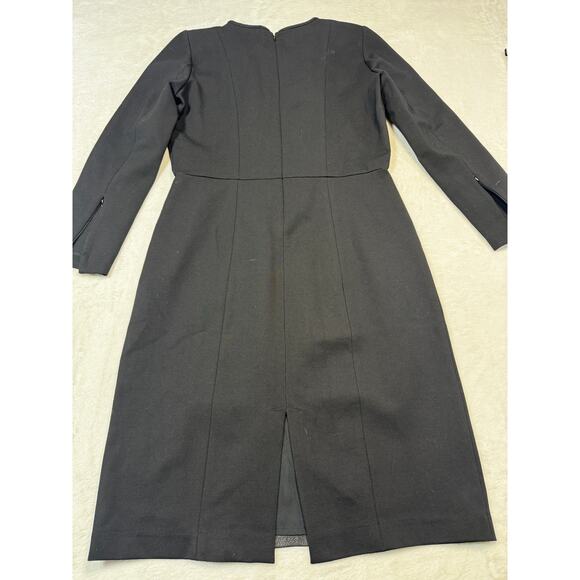 J Crew Leather Panel Dress Bodycon Stretch Zip Cuffs In Black Womens Size 8 - Picture 11 of 12